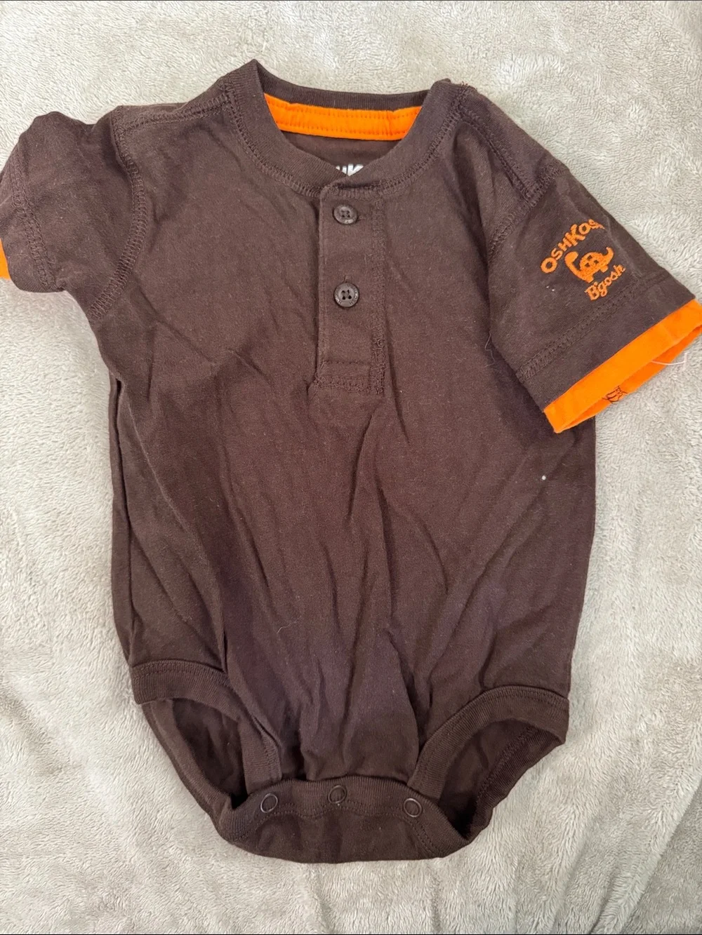 OshKosh B'gosh Chocolate Brown One-Piece with Orange Trim